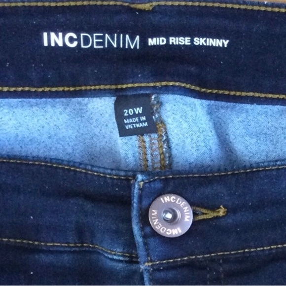 INC DENIM Mid-Rise Skinny Jeans - Plus Size 20W - Dark Wash - Picture 6 of 13